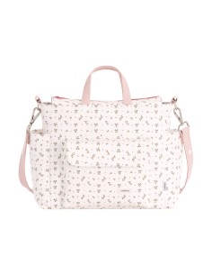 BOLSO MATERNAL PACK AURA BEIGE/FLORES 16X43X37 CM